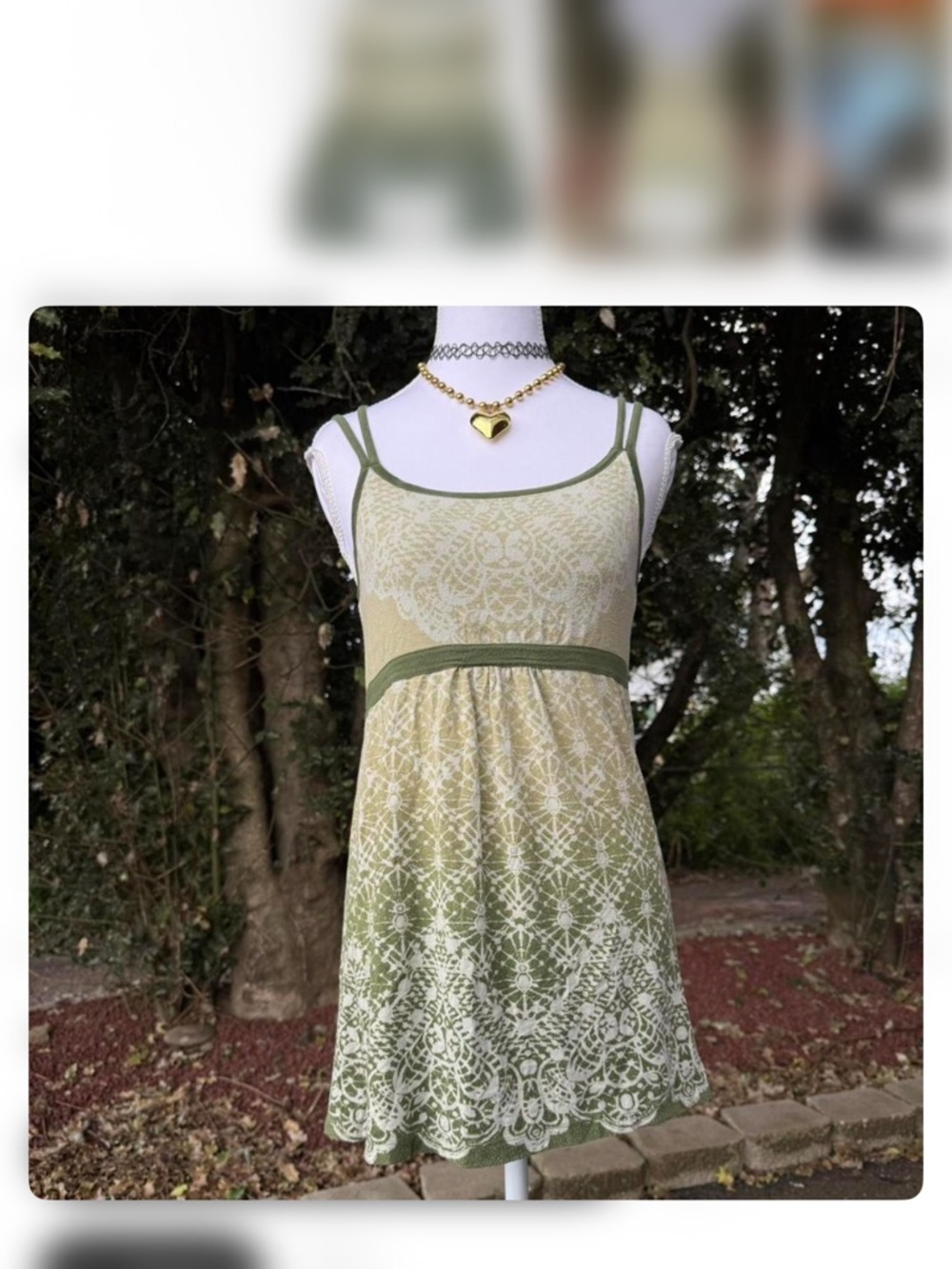 Athleta Green Ombre Lace-Print Tank Dress